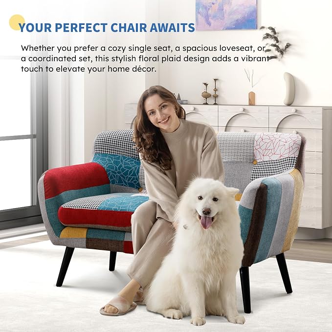 Bonzy Home Modern Colorful 2 Piece Coroful Fabric Sofa Set, Included Accent - Image 7