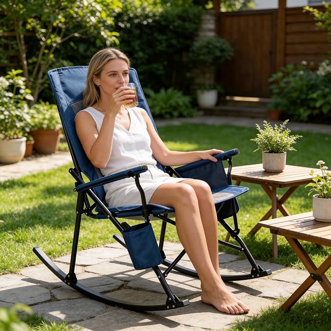 Romswi 2 Pack High Back Portable Rocking Chair - Image 9