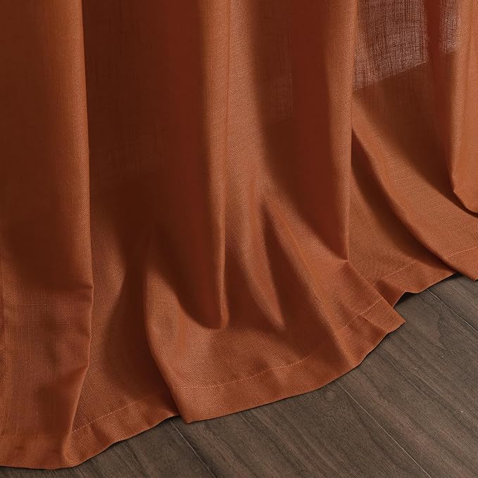Nanspring Rust Linen Curtains 63 Inch Length - Image 9