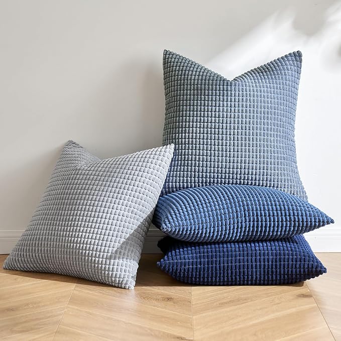 MIULEE Blue Decorative Pillow Covers 20x20 Inch Set of 4 Boho Western Farmhouse - Image 3