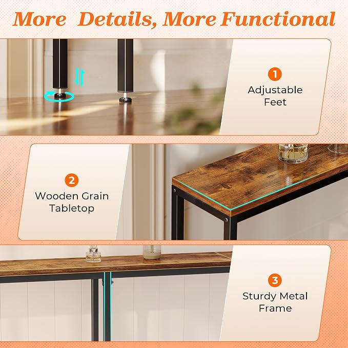 SUPERJARE 102.4 Inch Sofa Table - Image 9