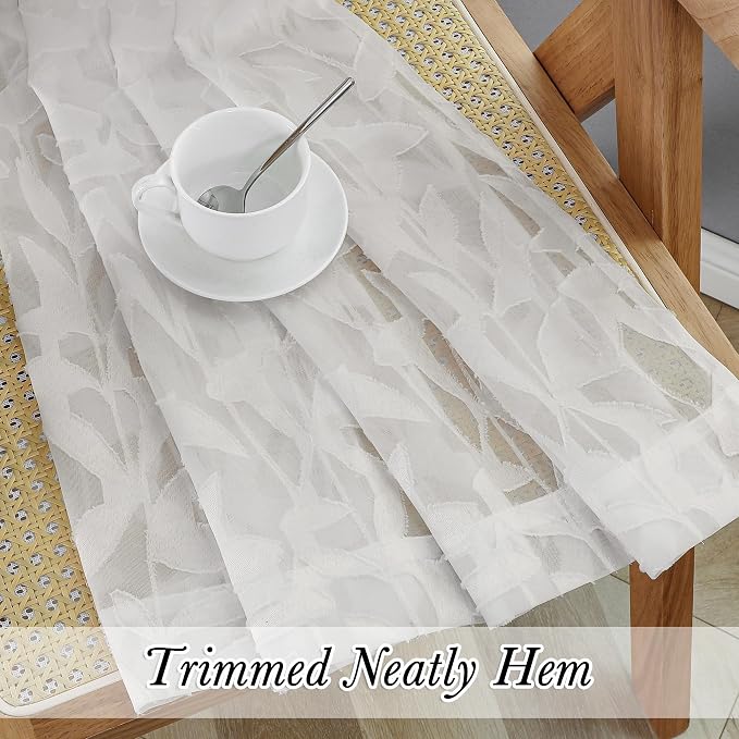 Lecloud Leia Ivory Sheer Curtains 96 Inches Long 2 Panels, Airy Voile Jacquard - Image 9