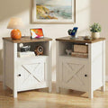 Marsail Farmhouse Nightstand Set of 2, Wood Bedside Table by Marsail