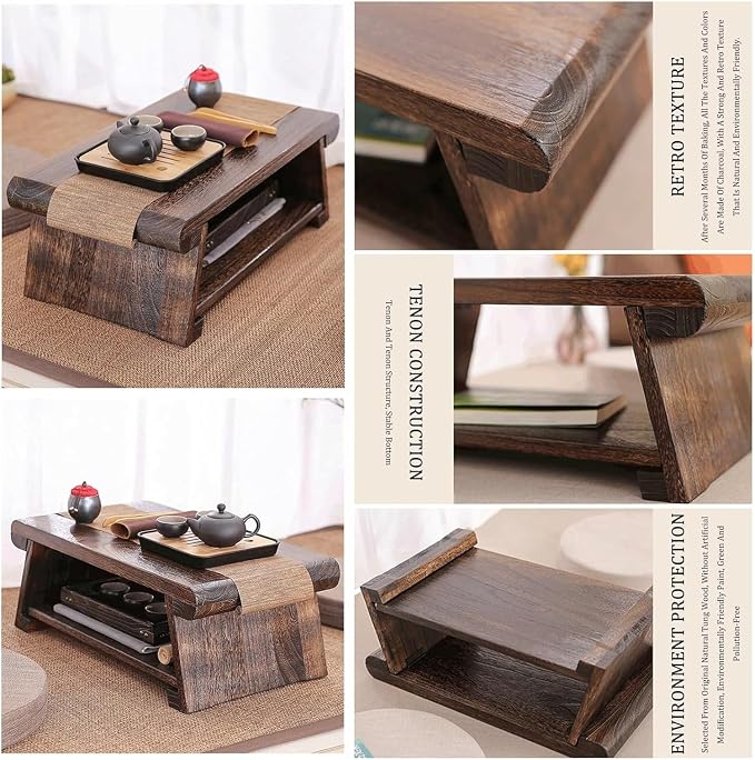 Japanese Floor Table, Japanese Coffee Table, Retro Japanese Wooden End Table - Image 5