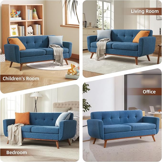 Kingfun 65.2" W Loveseat Sofa, Mid Century Modern Decor Love Seat Couches - Image 8