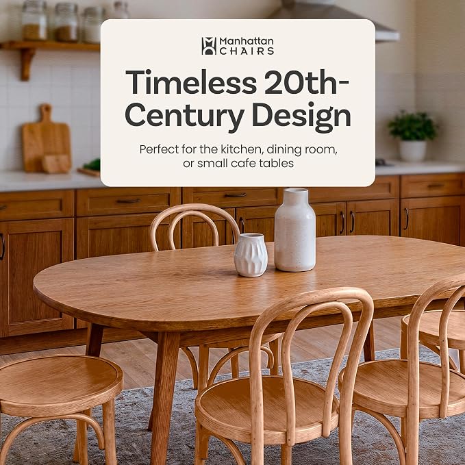 1018 Hairpin Bentwood Dining Chairs Set of 2 | Natural Handcrafted Wood Frame - Image 3