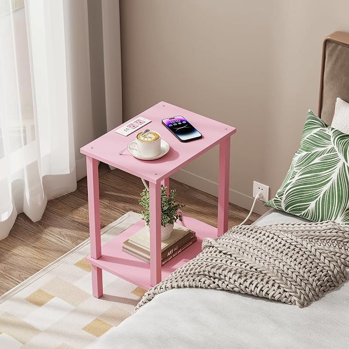 TUTOTAK End Table with Charging Station, Small Side Table with Outlets - Image 5