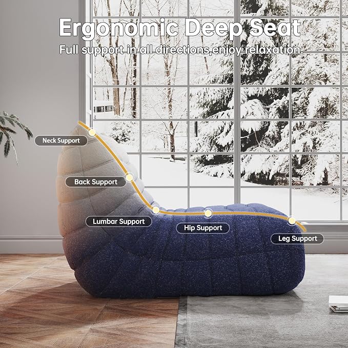 WHGBJA Bean Bag Chairs for Adults, Memory Foam Couch Loveseat Sofa Chair - Image 5