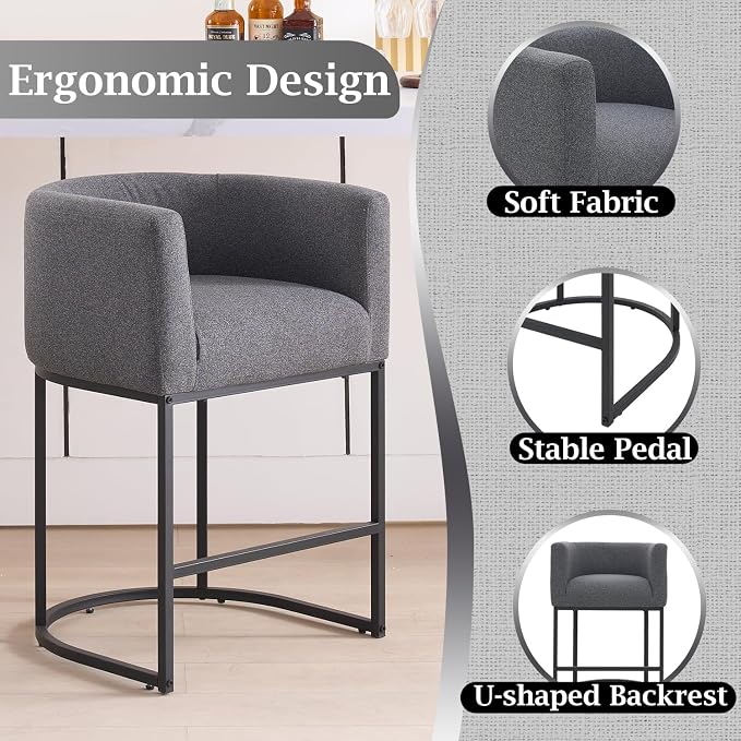 ClinQ 26" H Counter Height Bar Stools Set of 1, Modern Barrel Counter Stools - Image 3