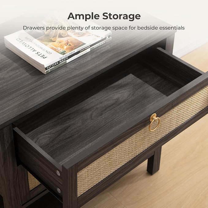 SICOTAS Night Stand with Drawers and Storage Shelf - Image 5