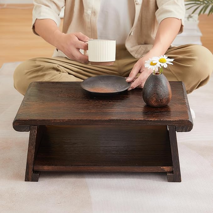 Japanese Altar Table, Folding Floor Table, Wood Small Low Meditation Table - Image 2