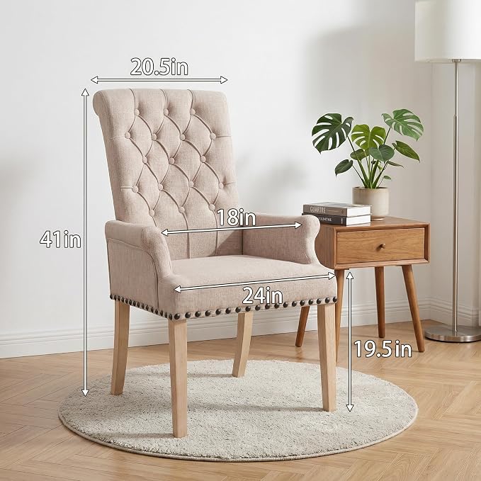 Modern Upholstered Fabric Dining Chairs Set of 2, Accent Chairs - Image 2