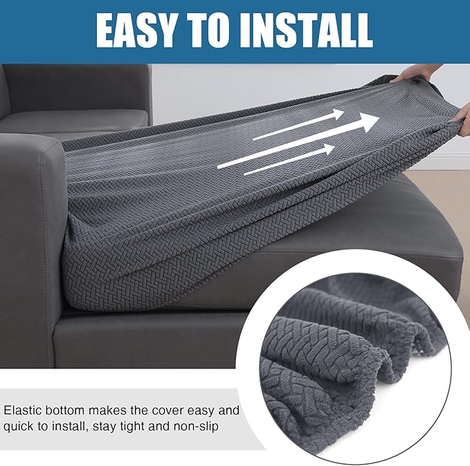 Smiry Waterproof Couch Cushion Covers, Stretch Jacquard Sectional Couch Covers - Image 4