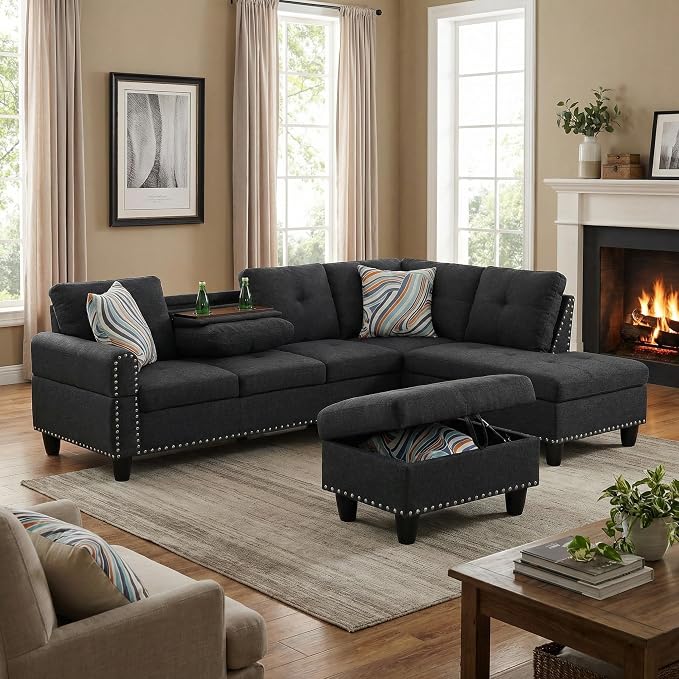 97.5" L Shaped Couch Set, Modular Sectional Couches - Image 4