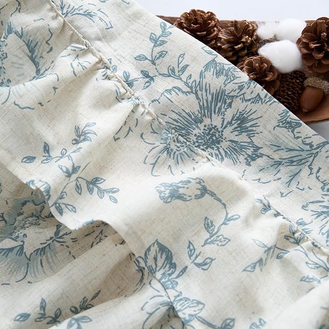 jinchan Ruffled Floral Valance Linen Shabby Chic Small Window Curtain 18 Inch - Image 6