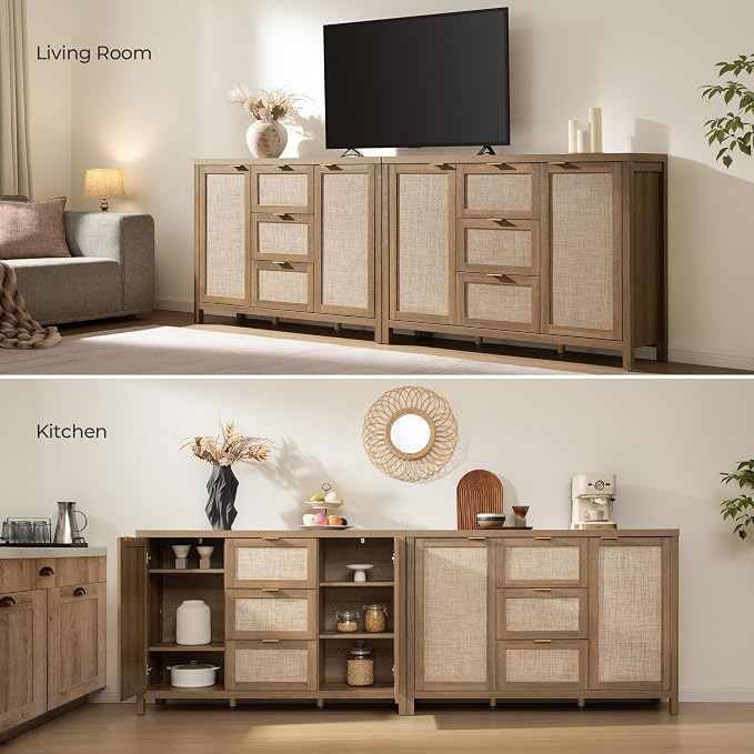 SICOTAS Rattan Sideboard Buffet Cabinet - Image 9