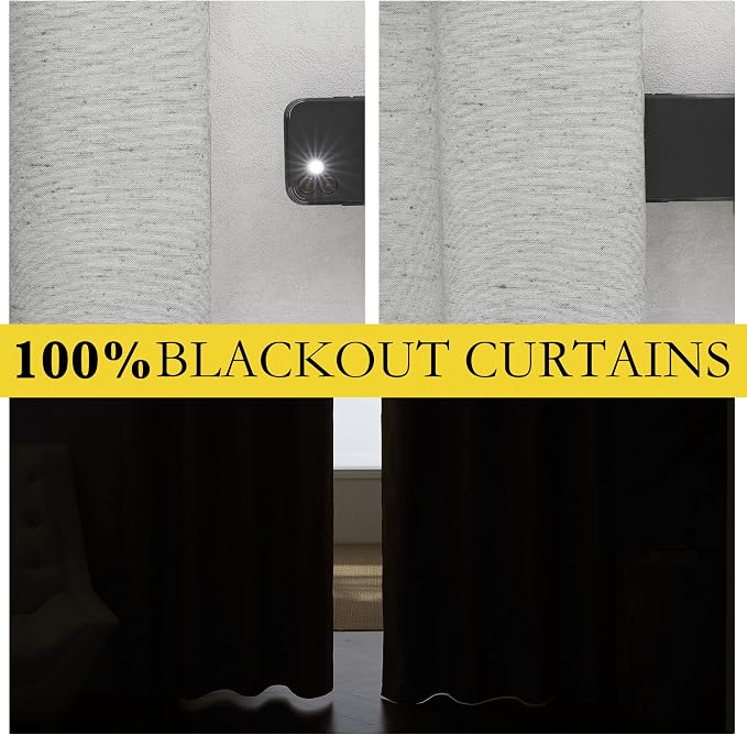NICETOWN Grey Complete 100% Blackout Curtain Set, 52W x 45L, Thermal Insulated - Image 2