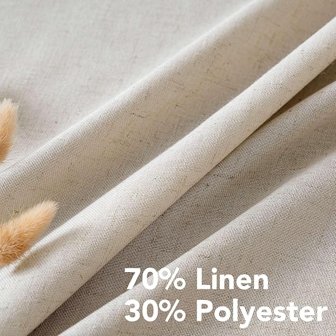 H.VERSAILTEX Living Room Linen Semi Sheer Curtains Nickel Grommet Curtains - Image 4