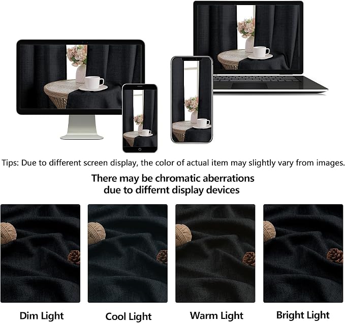 OWENIE Black Valances for Windows 1 Pcs 18 Inch Length, Light Filtering - Image 9