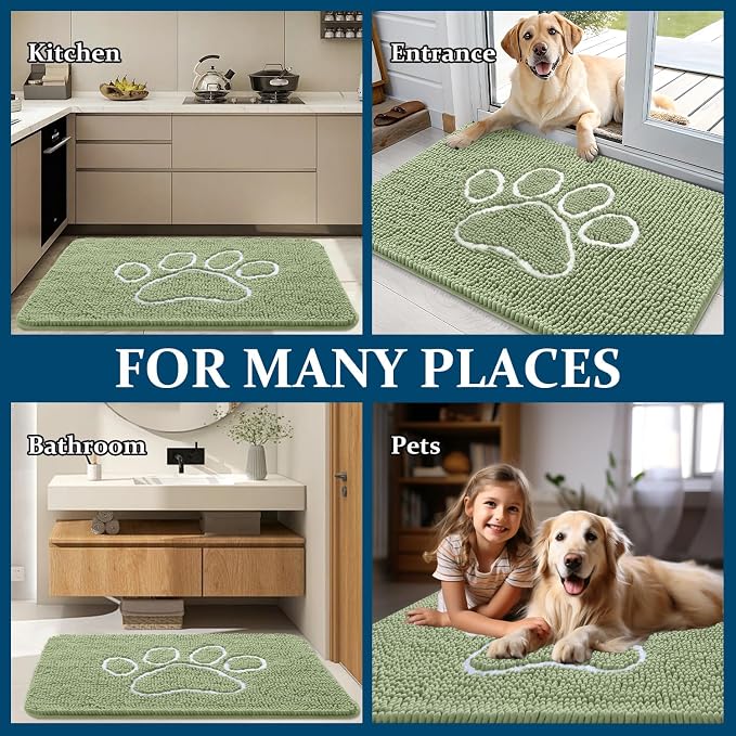 OLANLY Dog Door Mat for Muddy Paws 40x32, Paw Print Design, Absorbs Moisture - Image 8