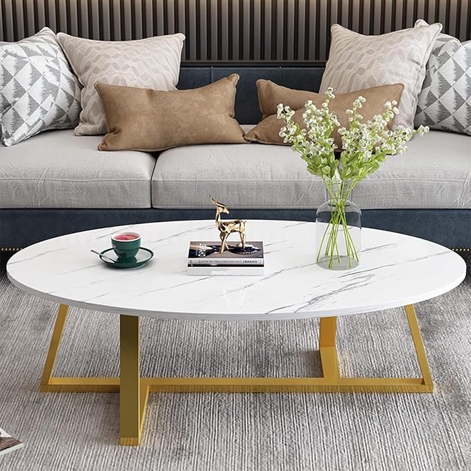 Wolawu Coffee Table White Faux Marble Coffee Table by Wolawu