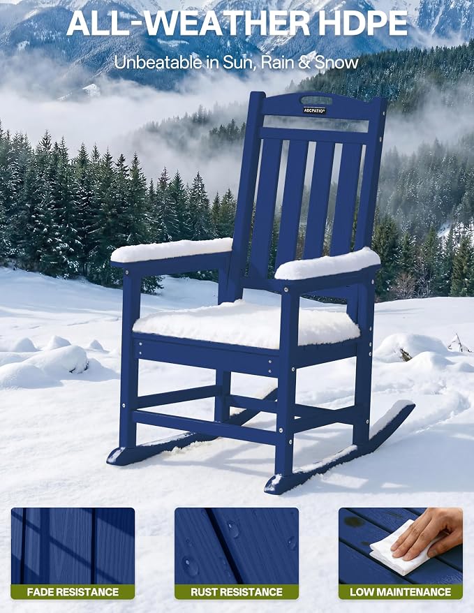 Outdoor Adirondack Rocking Chairs All-Weather HDPE Patio Rocker Chair - Image 6