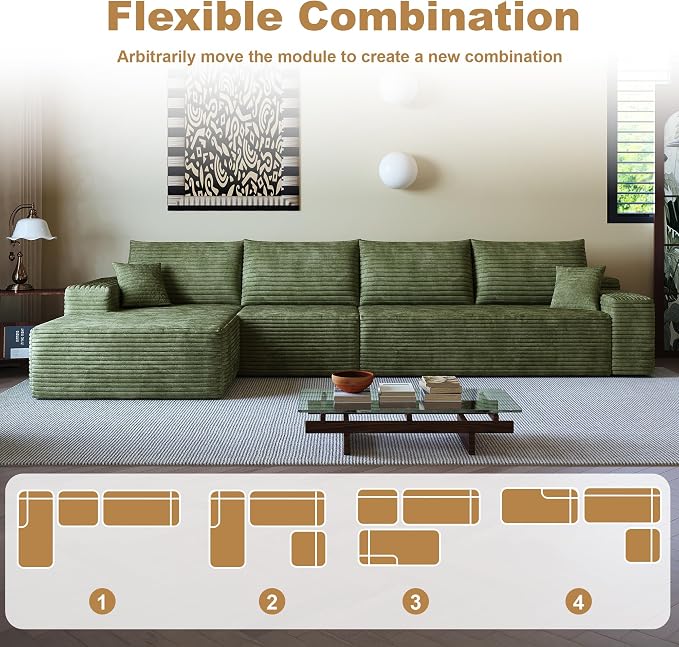 136" Sectional Couches for Living Room Cloud Couch Sofa - Image 4
