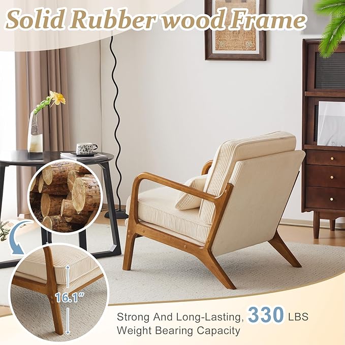 VINGLI Upgraded Premium Corduroy Accent Chairs Set of 2, Upholstered Arm Chair - Image 5