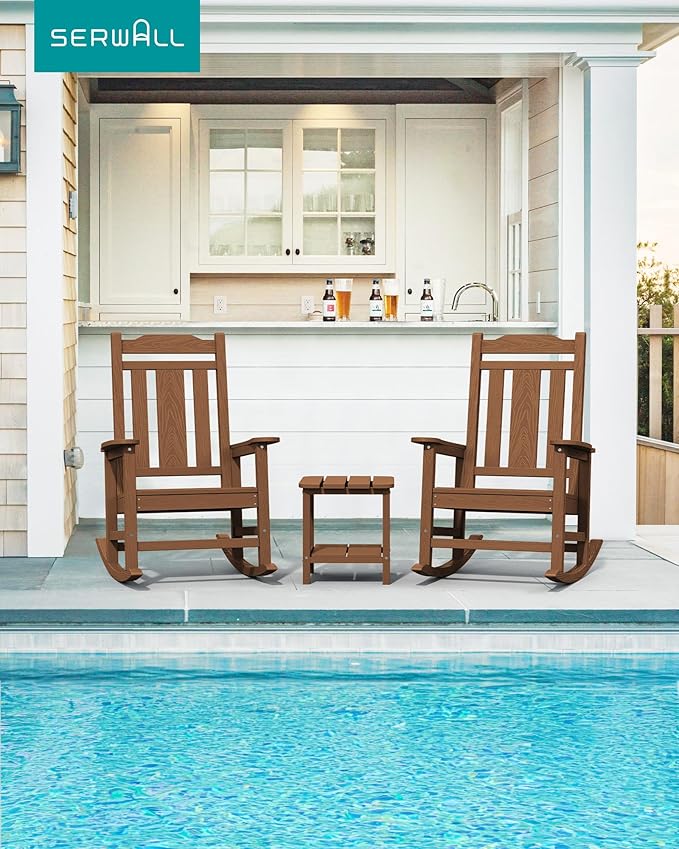 SERWALL Oversized Rocking Chair Set of 2 Outdoor, HDPE Outdoor Rocking Chairs - Image 2