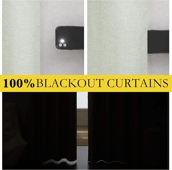 NICETOWN 100% Absolutely Blackout Linen Curtains - Image 2