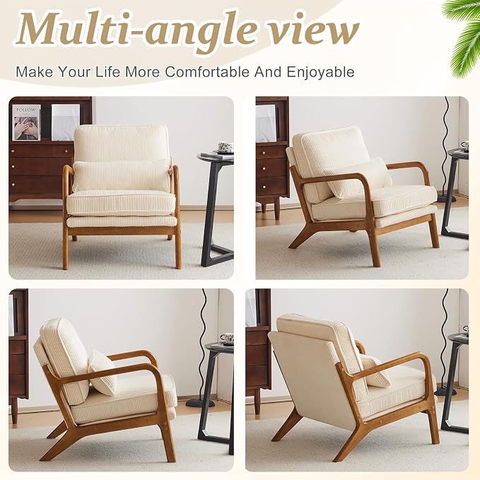 VINGLI Upgraded Premium Corduroy Accent Chairs Set of 2, Upholstered Arm Chair - Image 7
