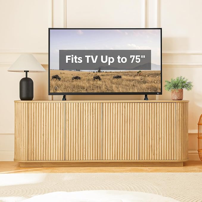 64" Fluted TV Stand for TVs up to 75 inch, Modern Entertainment Center - Image 6
