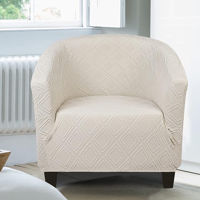 SearchI Waterproof Club Chair Slipcover Stretch Barrel Chair Covers Jacquard - Image 8