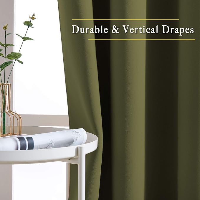 NICETOWN Olive Curtains 96 inches Long, Grommet Thermal Insulated Room - Image 5