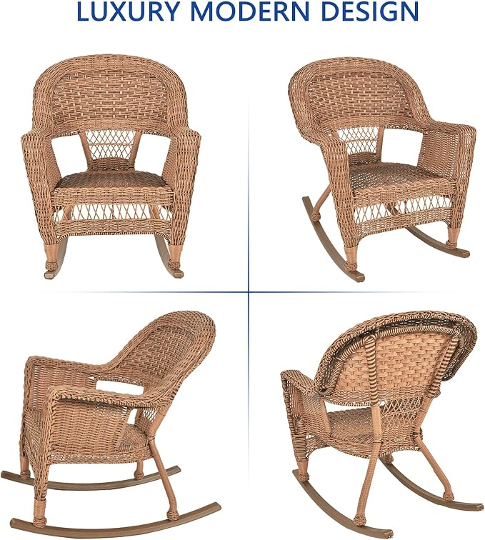 Jeco 3 Piece Rocker Wicker Chair Set - Image 8