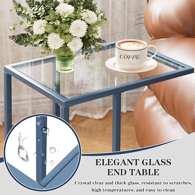 C Table End Table, Glass Couch Side Table, Tempered Glass Snack Side Table - Image 5