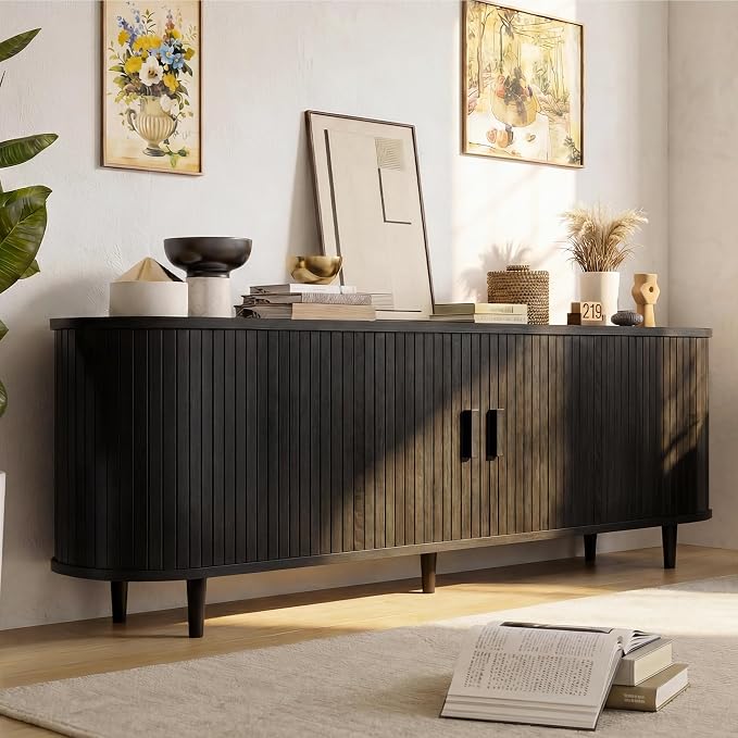 65" Mid Century Modern TV Stand, Wood TV Consoles - Image 7