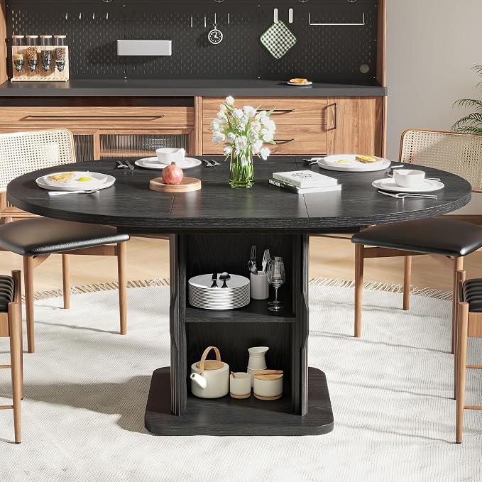 Extendable Black Round Dining Table - Image 7