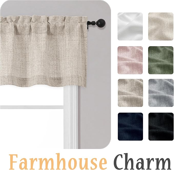 OWENIE Linen Valances for Windows 1 Pcs 24 Inch Length, Light Filtering - Image 8