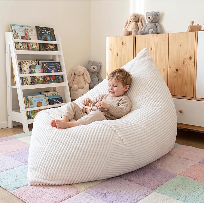 BRINJOY 3 in 1 Kids Bean Bag Chair Bed, Memory Foam Filled Floor Bed Bean Bag - Image 9