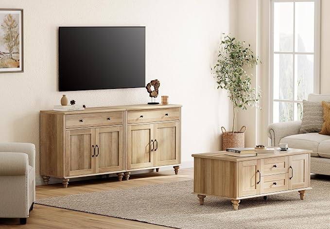 WAMPAT Farmhouse TV Stand for 75 inch TV - Image 9