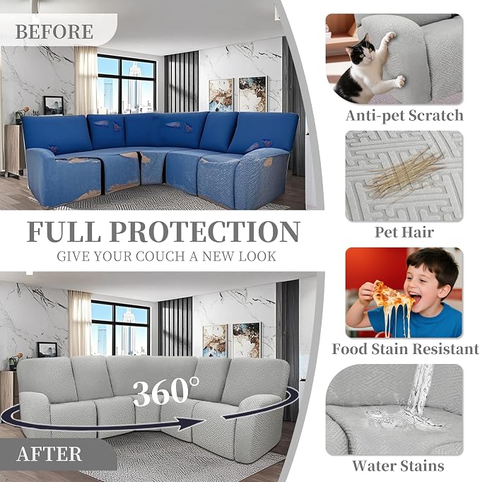 100% Waterproof Sectional Recliner Couch Covers - Image 5