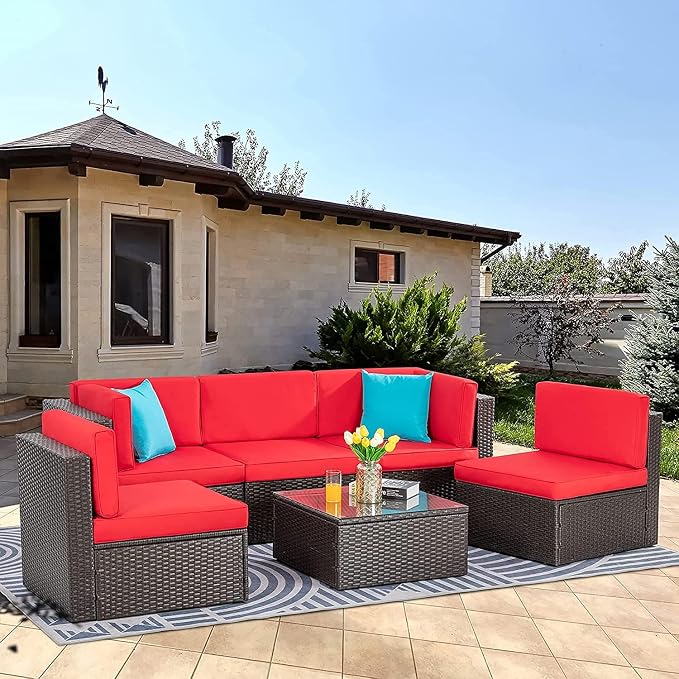 Vongrasig 6 Pieces Patio Furniture Set, Outdoor Sectional Sofa Couch, All by Vongrasig