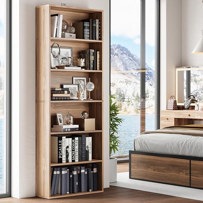 IRONCK Bookshelves and Bookcases Floor Standing 6 Tiers Display Storage Shelves - Image 2