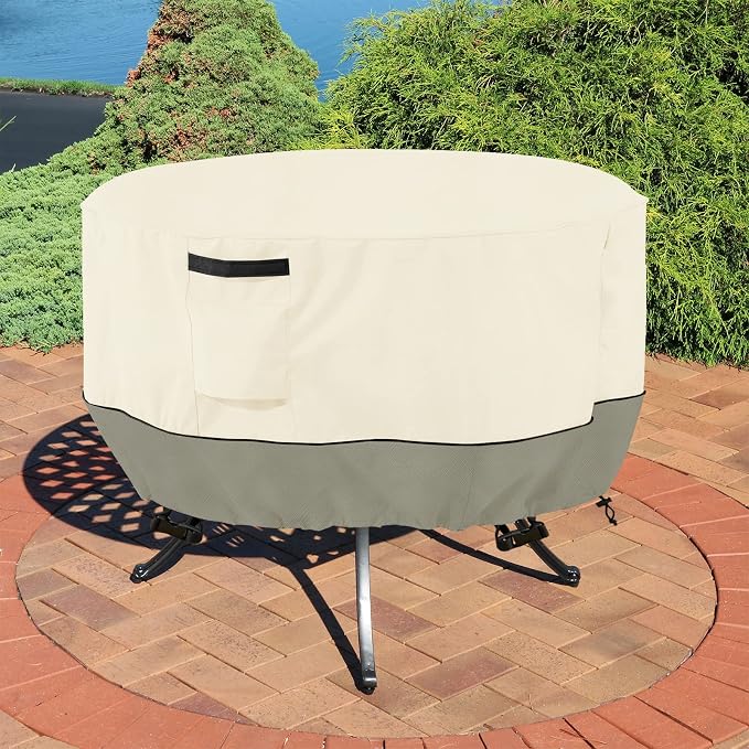 Round Patio Table Cover, 600D Heavy Duty Outdoor Furniture Covers Waterproof - Image 5