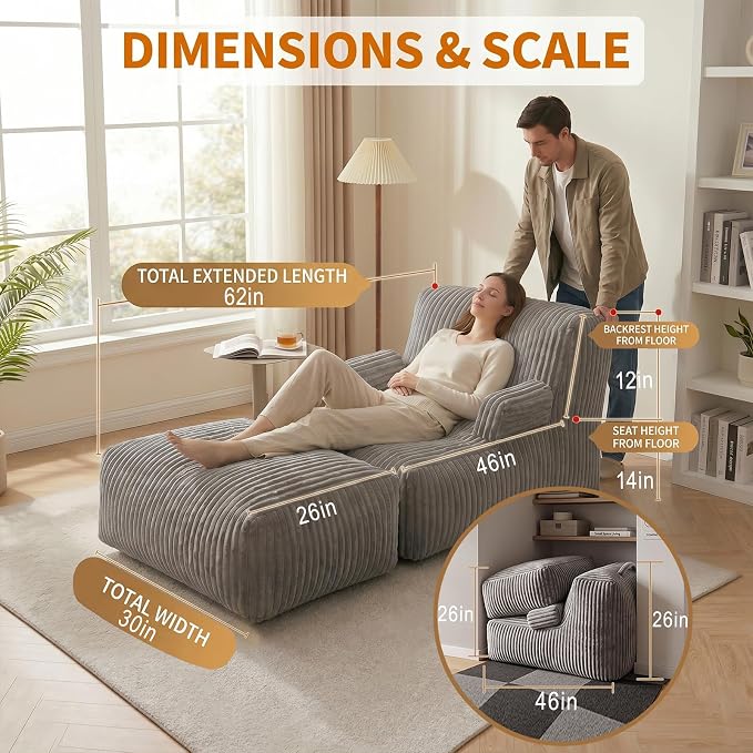 6FT Large Bean Bag Chair Lounger - Image 2