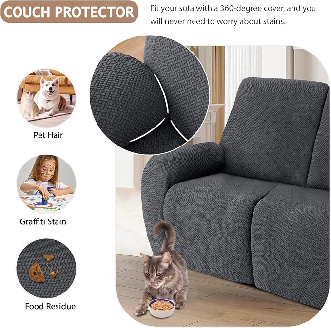 ALIECOM 100% Waterproof Recliner Sectional Couch Covers L Shape Stretch Corner - Image 6
