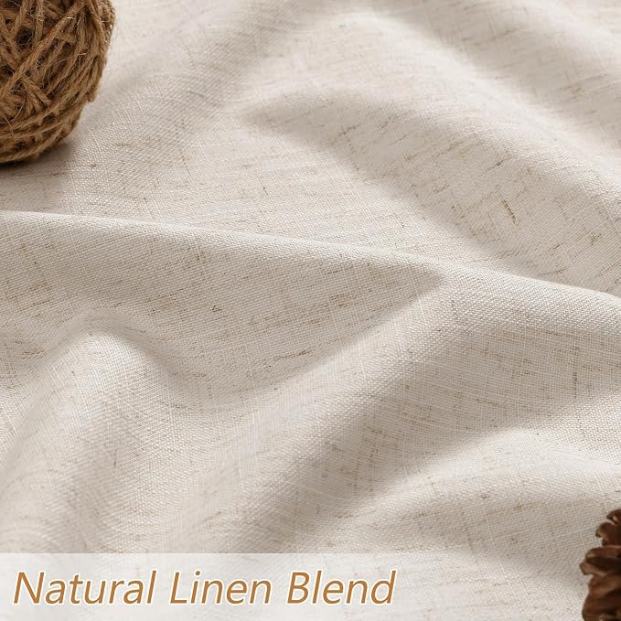 Guken 100% Blackout Linen Curtains 98 Inch Wide by 52 Inch 2 Panels Set - Image 3