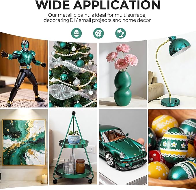 Nicpro Metallic Emerald Green Acrylic Paint, 8.45oz/250ml Large Pearlescent - Image 5