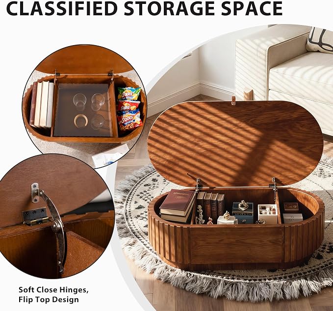 Flip Top Oval Coffee Table - Image 3